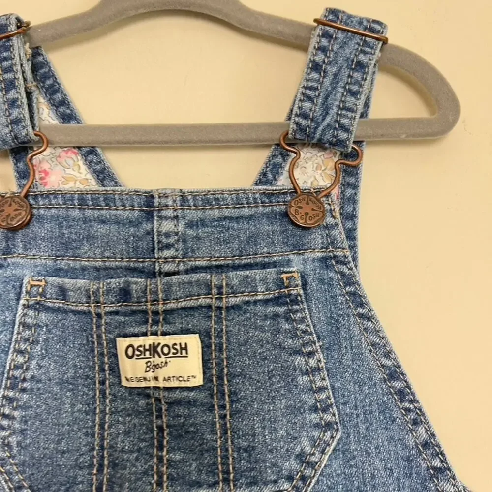 OSH Kosh B'gosh Denim‎ Floral Buckle Overall CottagCore Vintage Girls Sz 4T